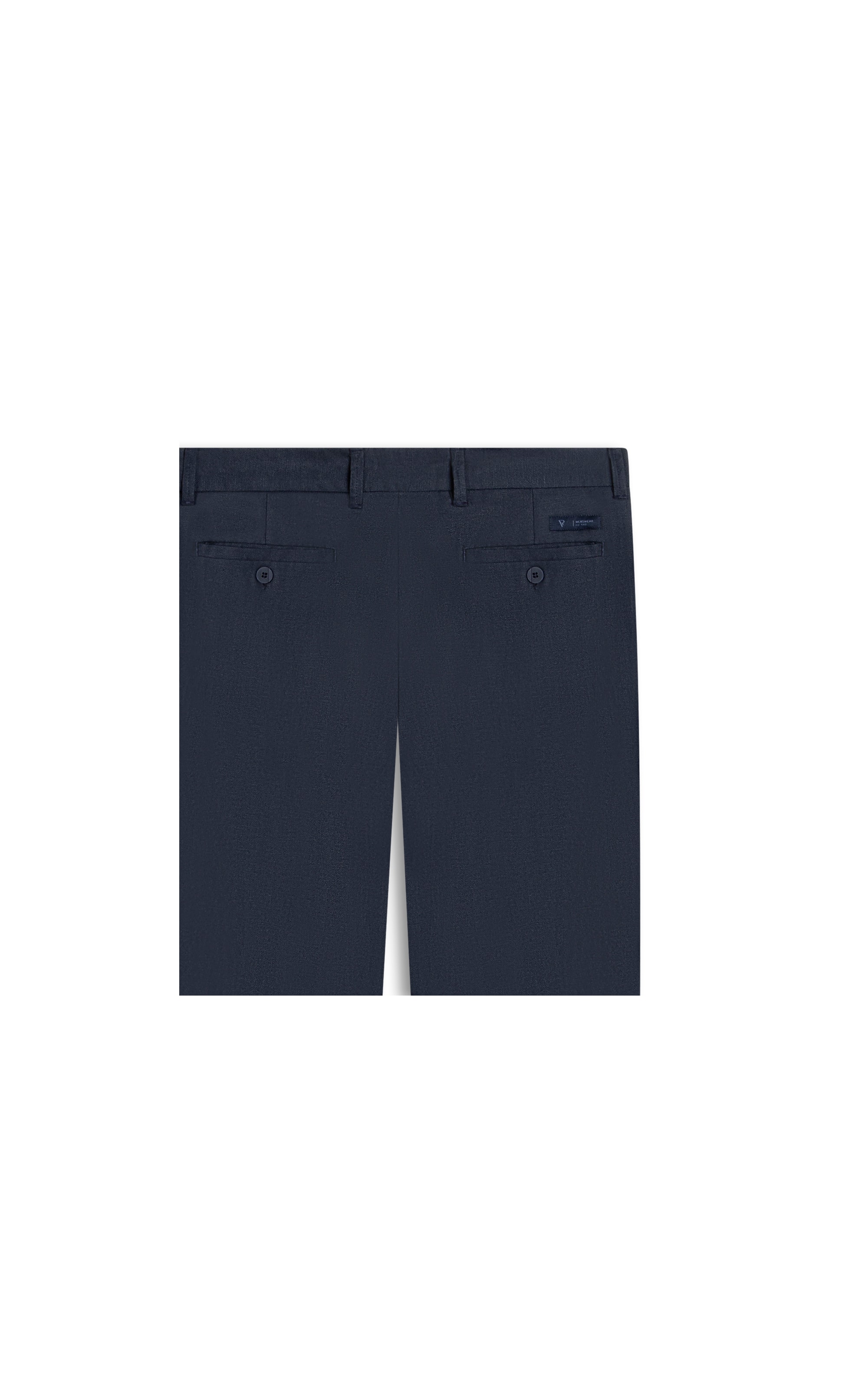 Calça Linho Chevil Espinha de Peixe Marinho