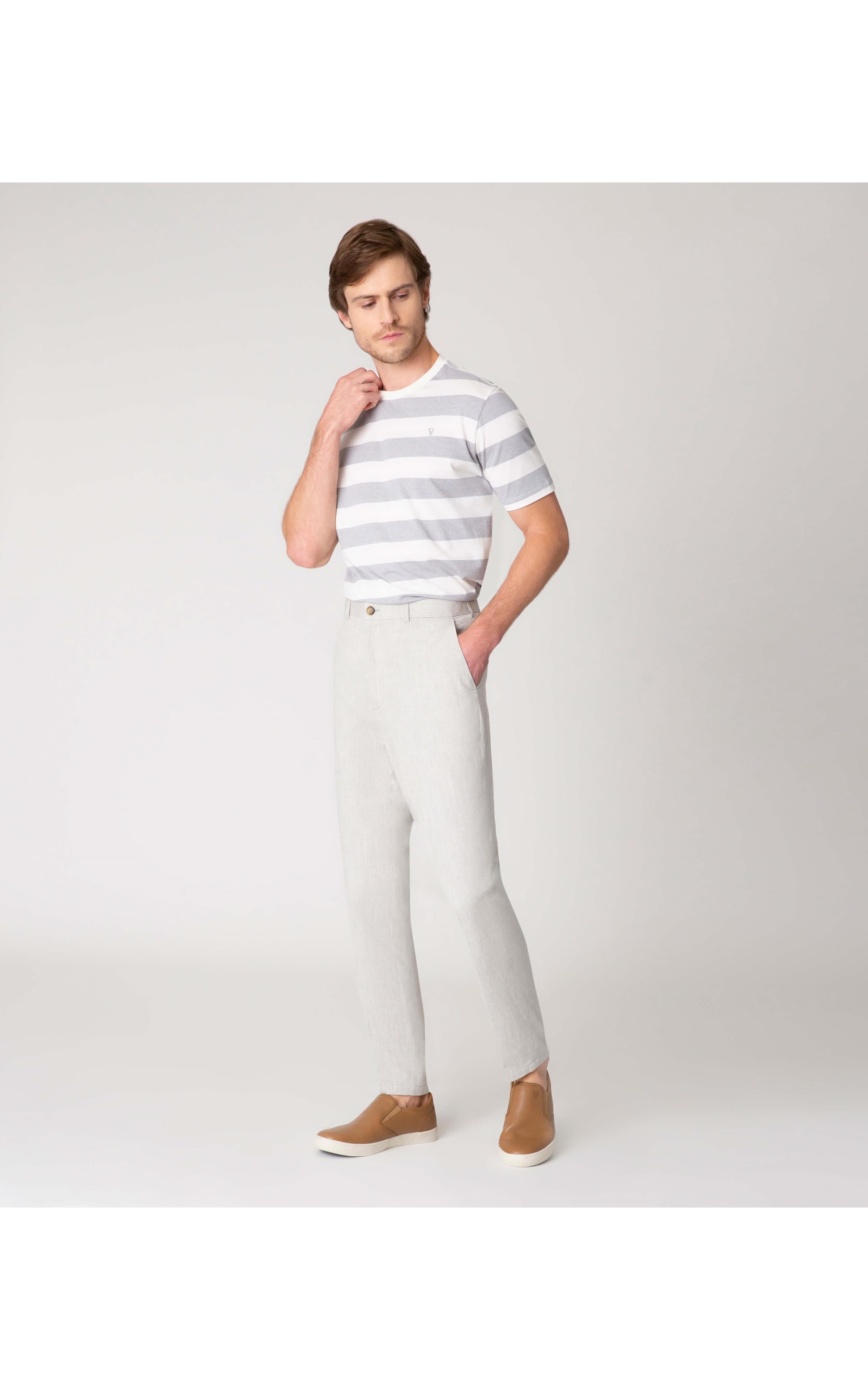 Calça Linho Flame Cinza Claro