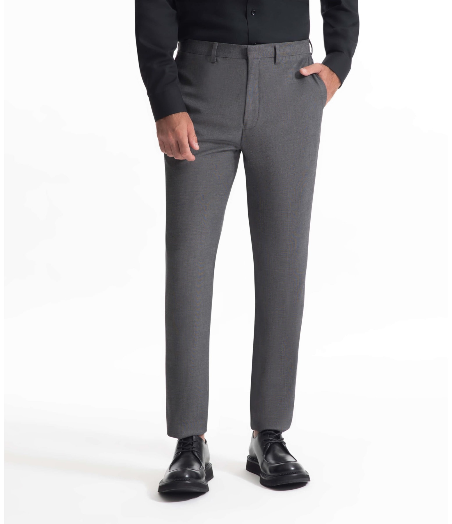 Calça Pin Point Linho Chumbo Mescla