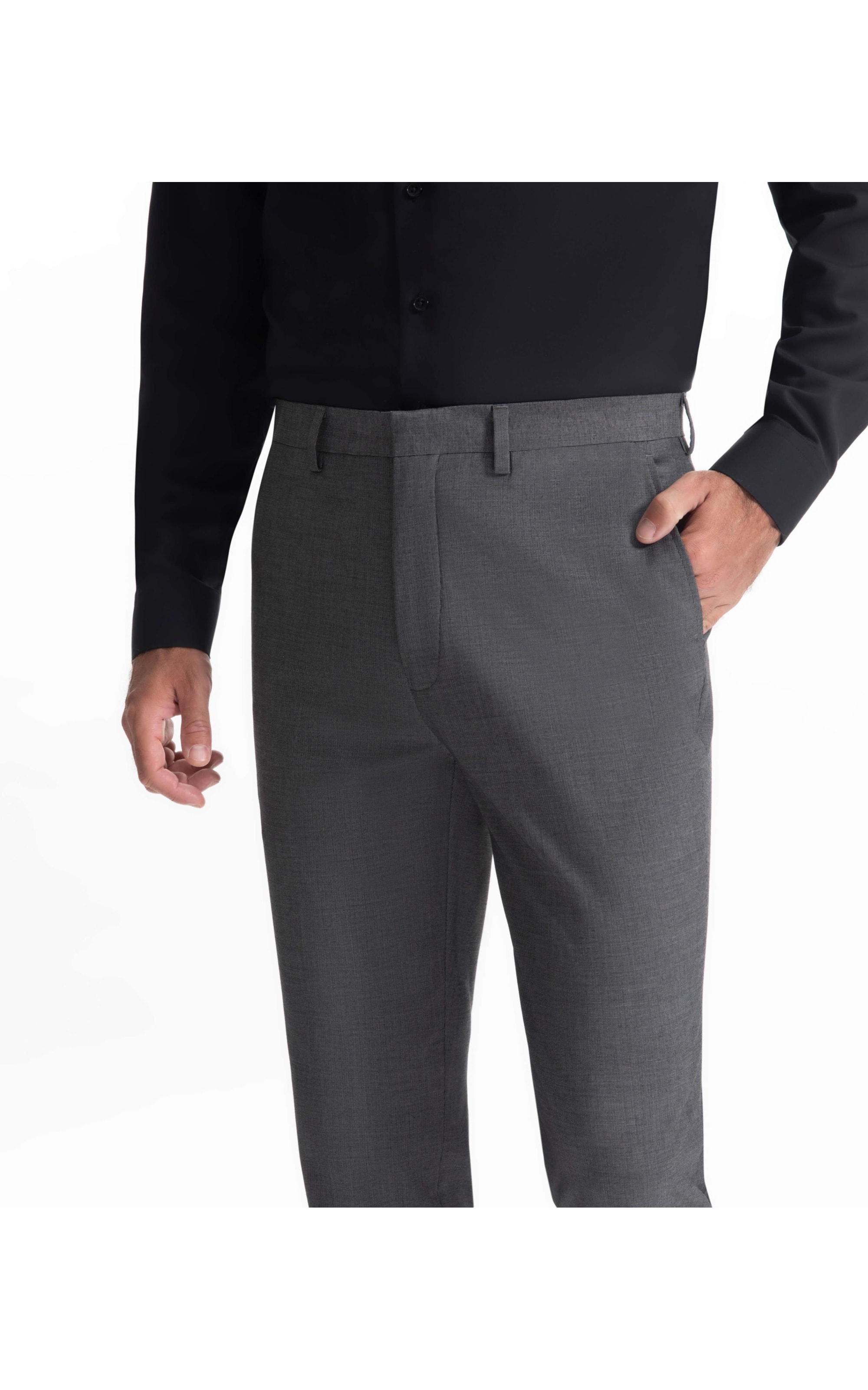 Calça Pin Point Linho Chumbo Mescla