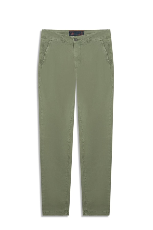 Calça Sarja Diagonal Slim Chino Verde Army