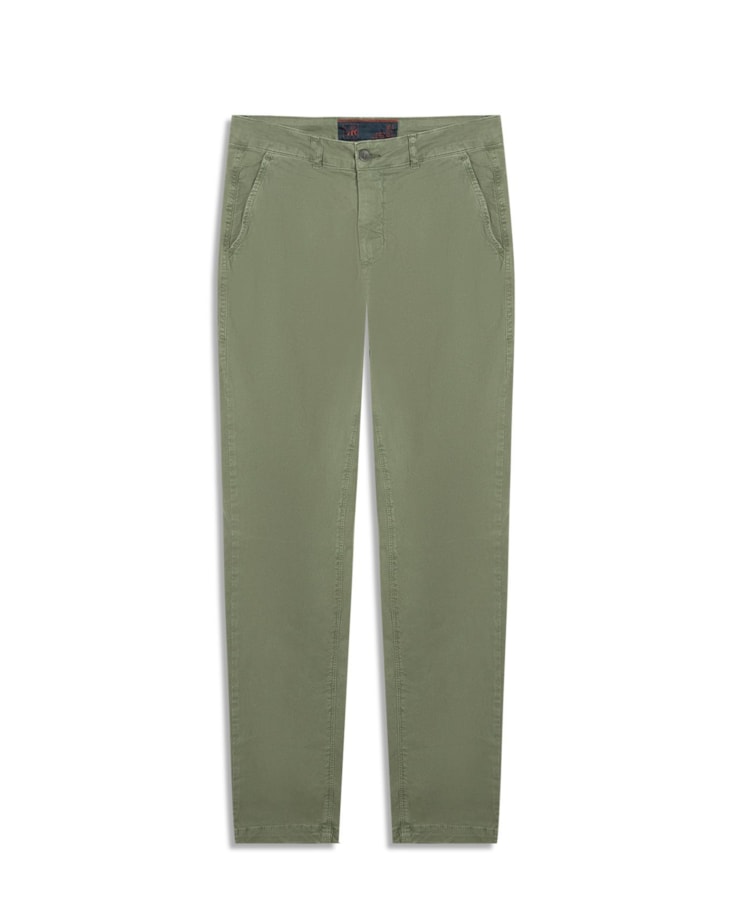 Calça Sarja Diagonal Slim Chino Verde Army