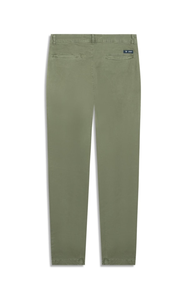 Calça Sarja Diagonal Slim Chino Verde Army
