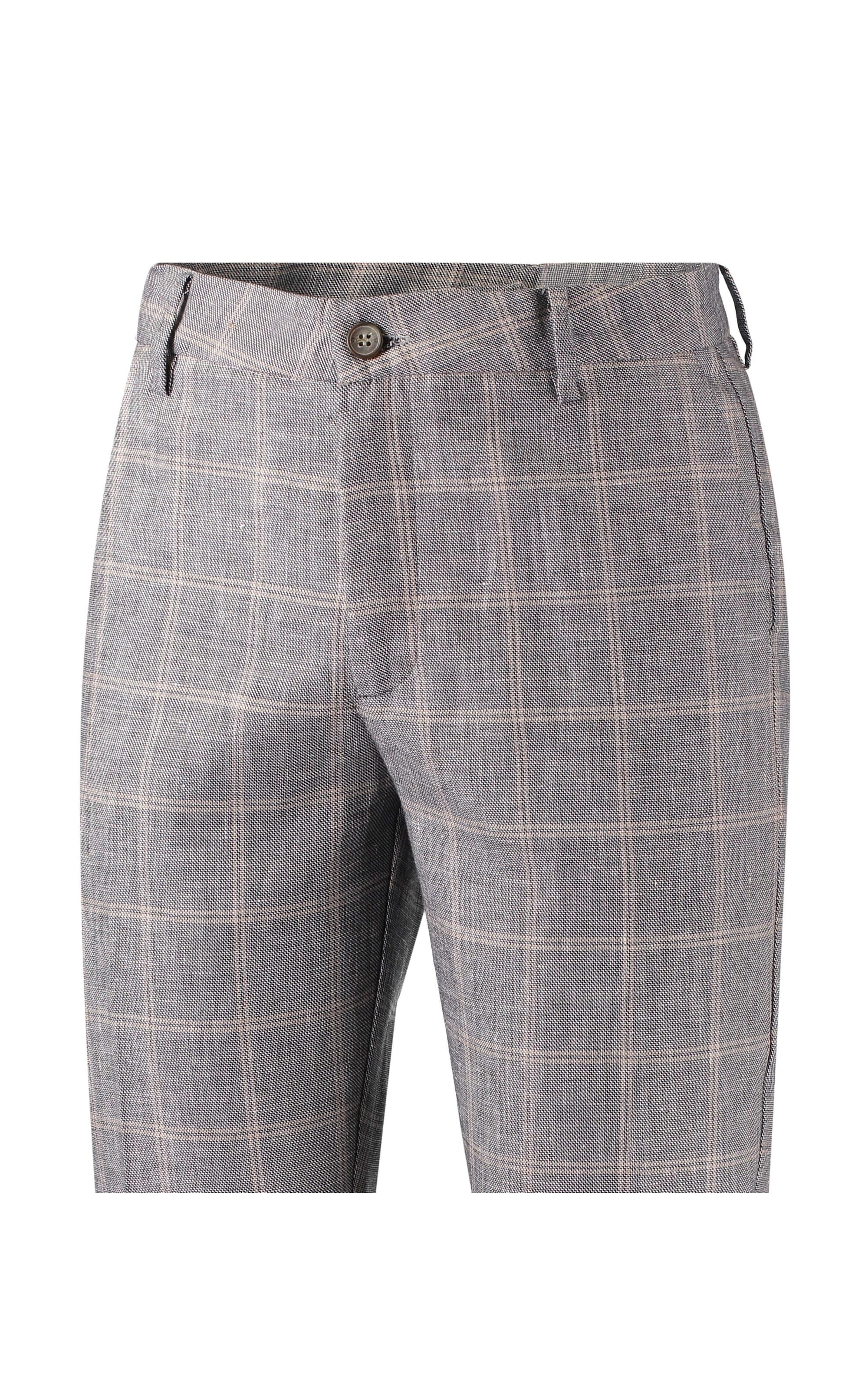 Calça Urban Linho  Check Azul Marinho