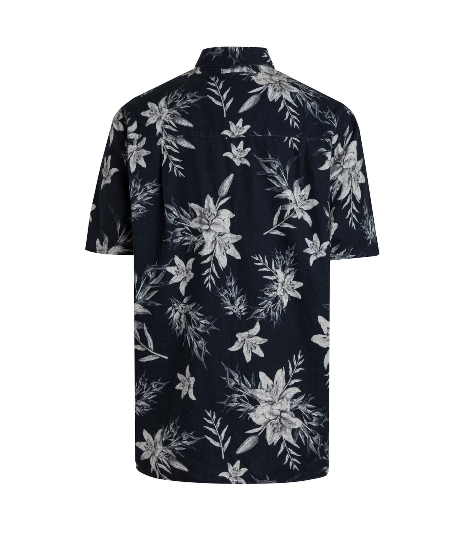 Camisa Algodão Flowers Dark Navy