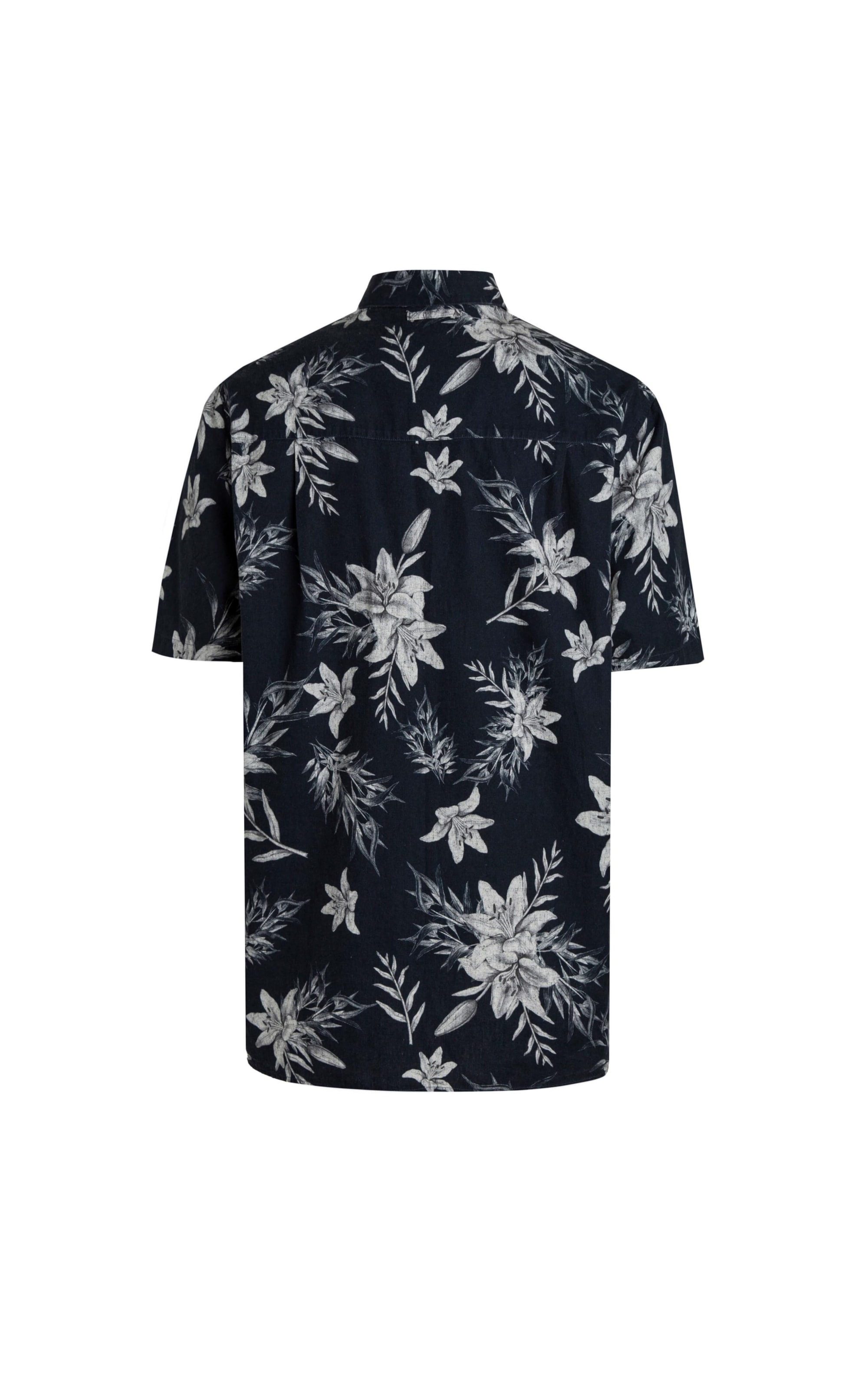 Camisa Algodão Flowers Dark Navy