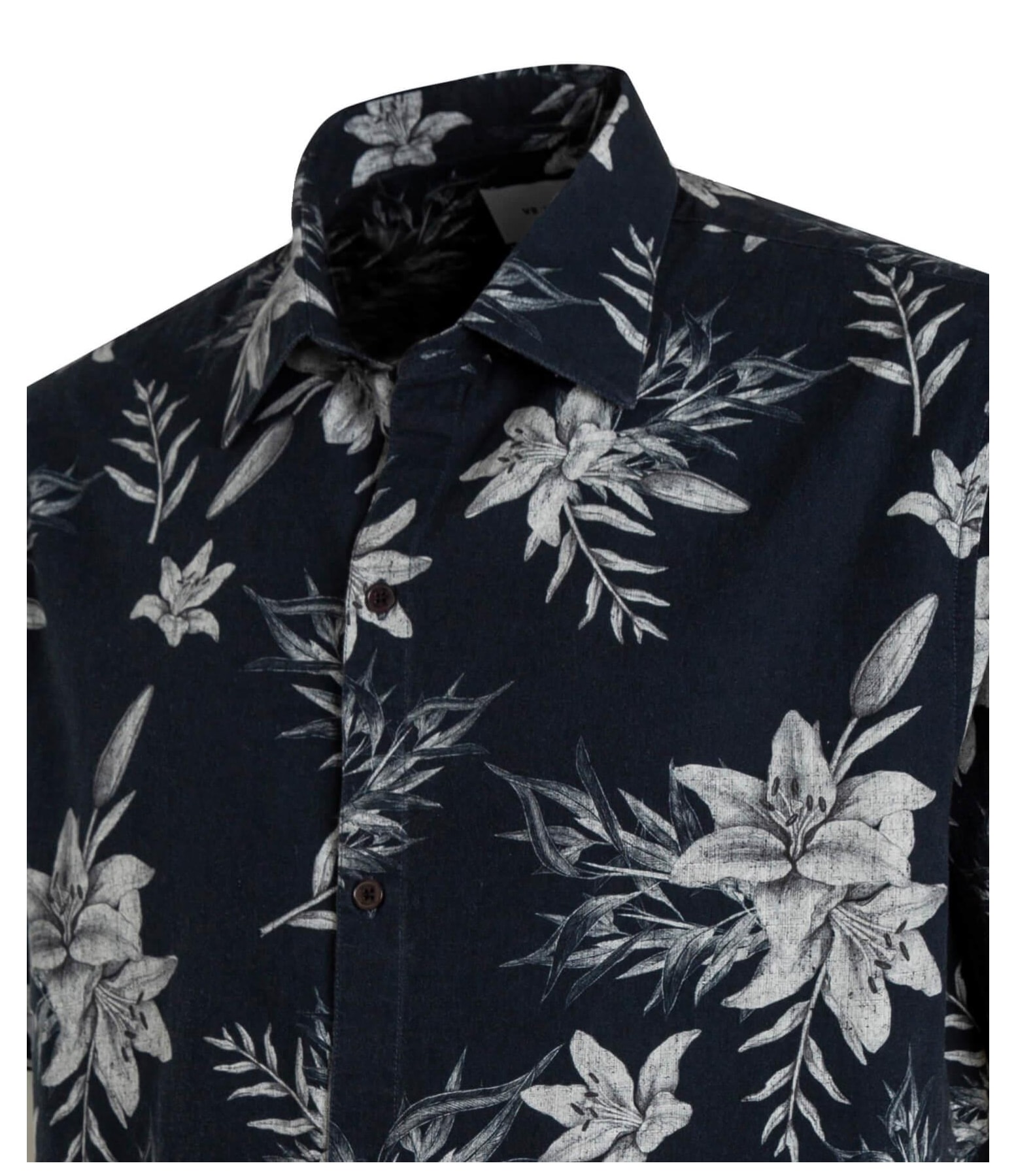 Camisa Algodão Flowers Dark Navy