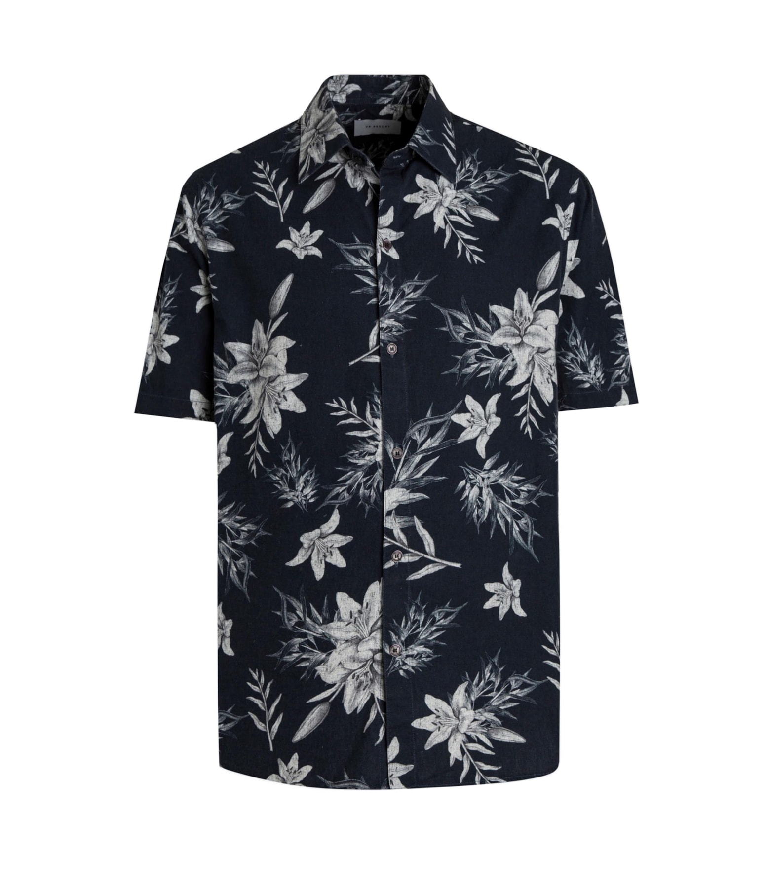 Camisa Algodão Flowers Dark Navy