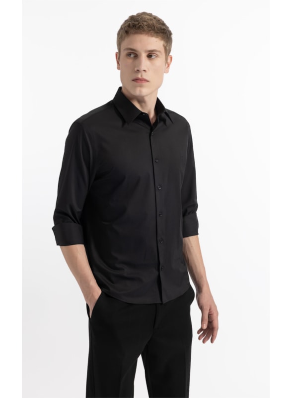Camisa Bambu Classic Fusioned Ml Dark Navy