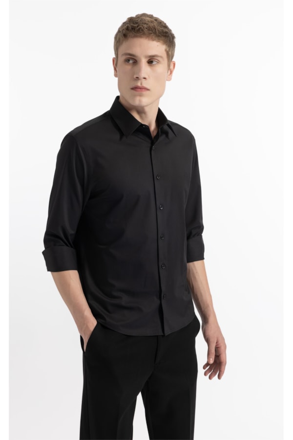Camisa Bambu Classic Fusioned Ml Dark Navy