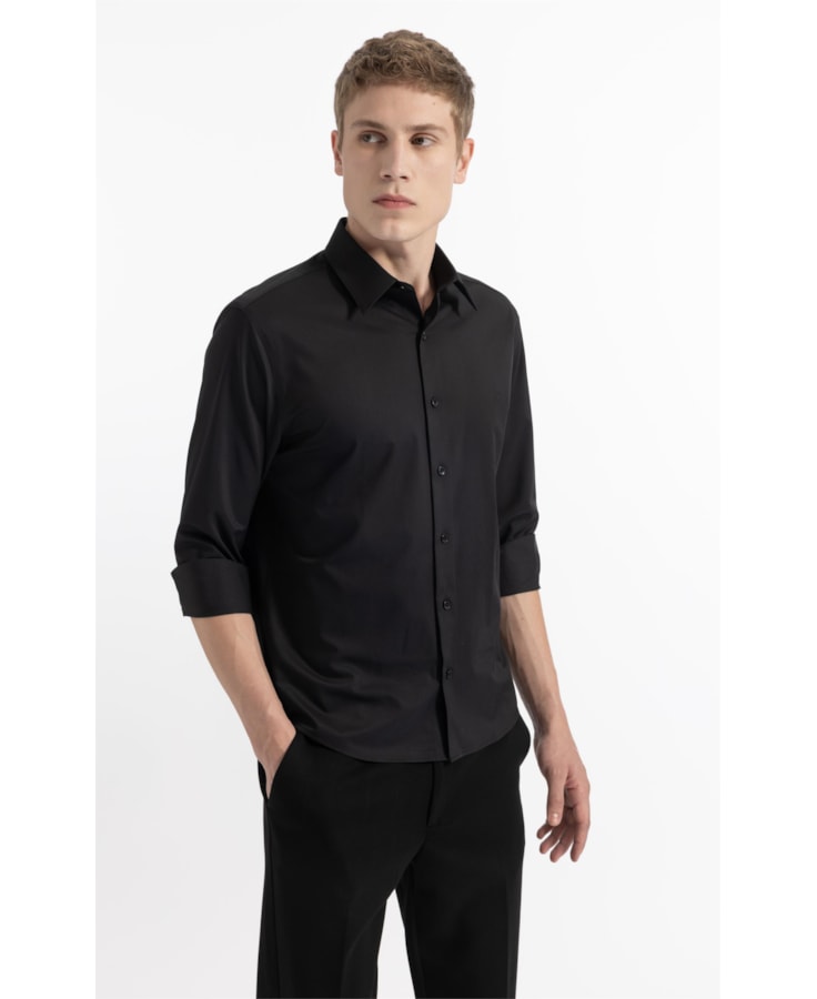 Camisa Bambu Classic Fusioned Ml Dark Navy
