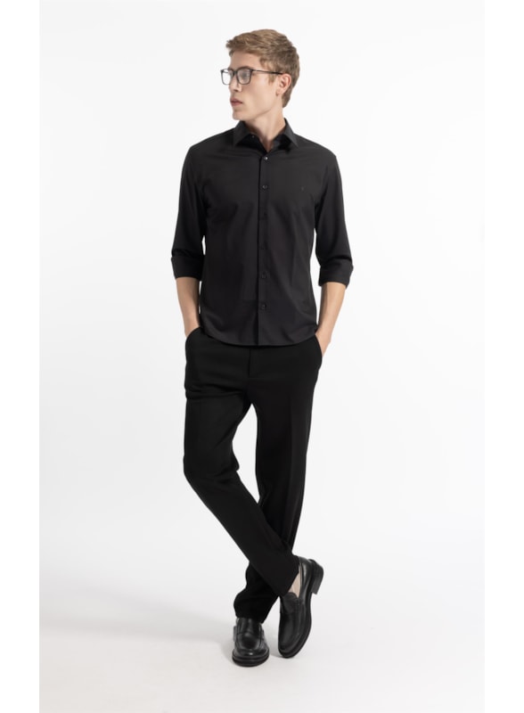 Camisa Bambu Classic Fusioned Ml Dark Navy