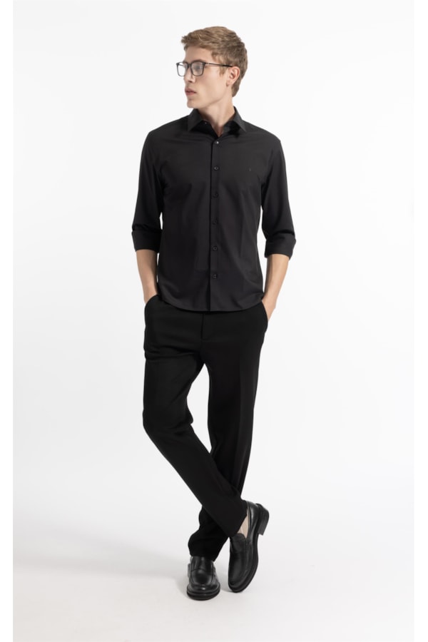Camisa Bambu Classic Fusioned Ml Dark Navy