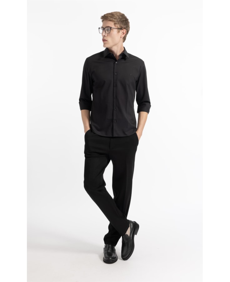 Camisa Bambu Classic Fusioned Ml Dark Navy
