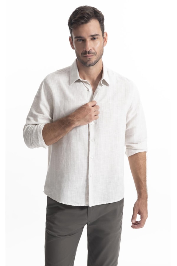 Camisa Burano Linho Caqui