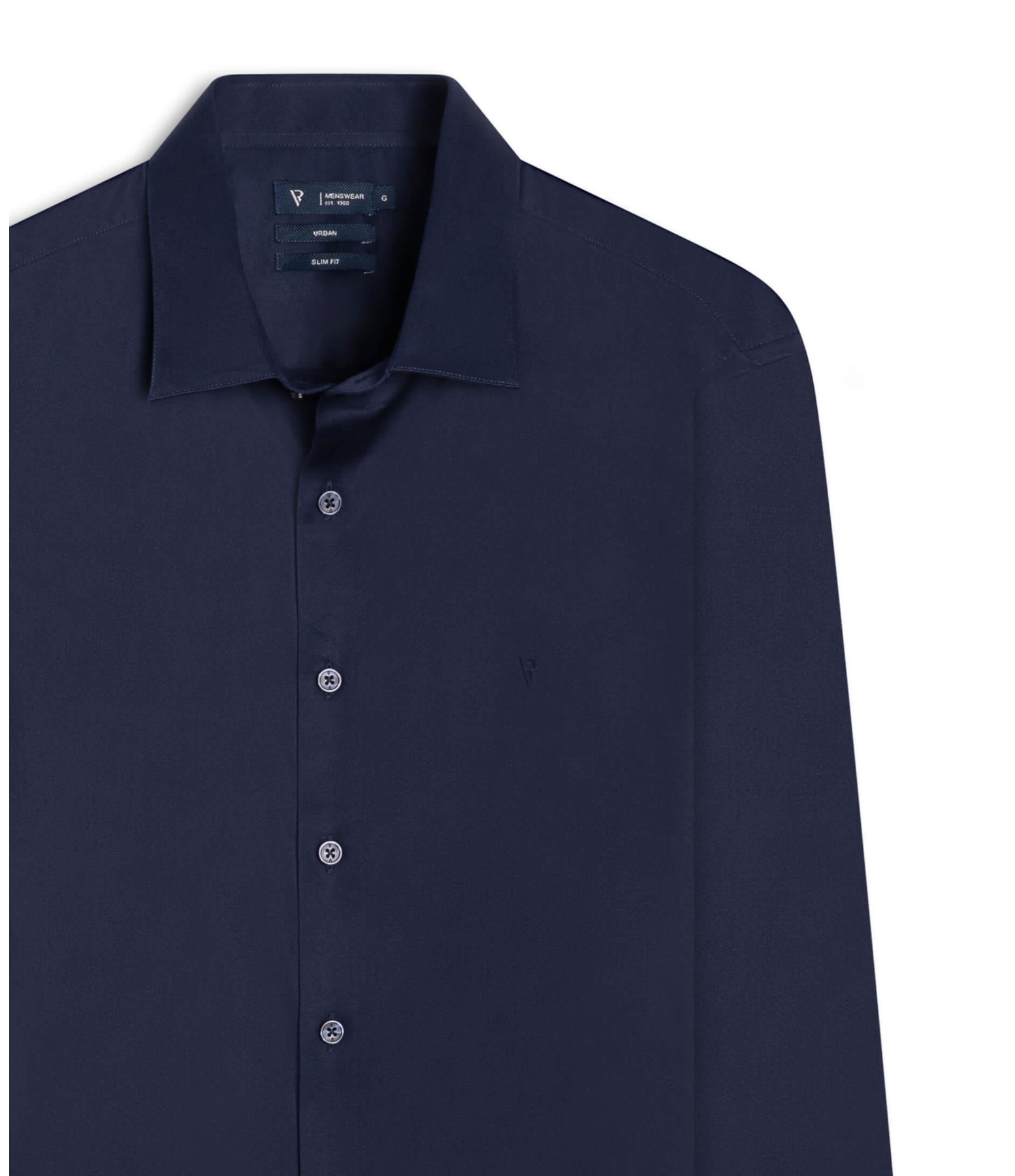 Camisa Cetim Slim French Dark Navy