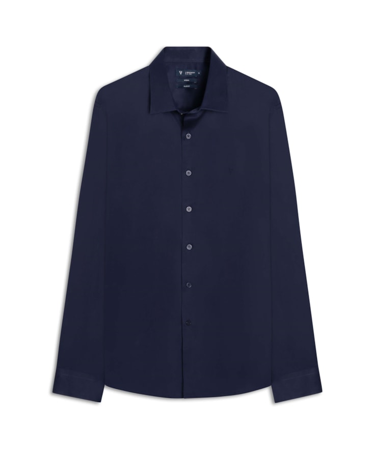 Camisa Cetim Slim French Dark Navy