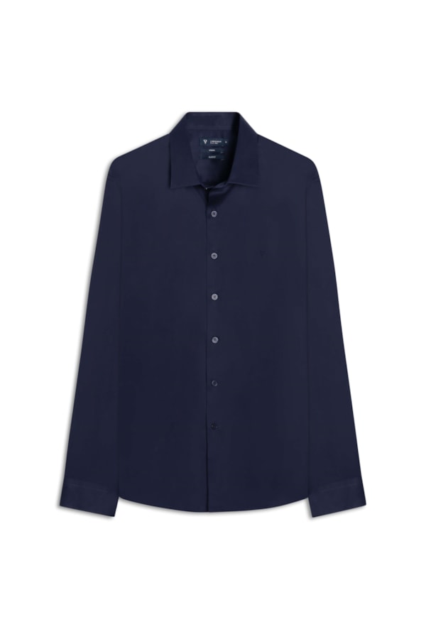 Camisa Cetim Slim French Dark Navy