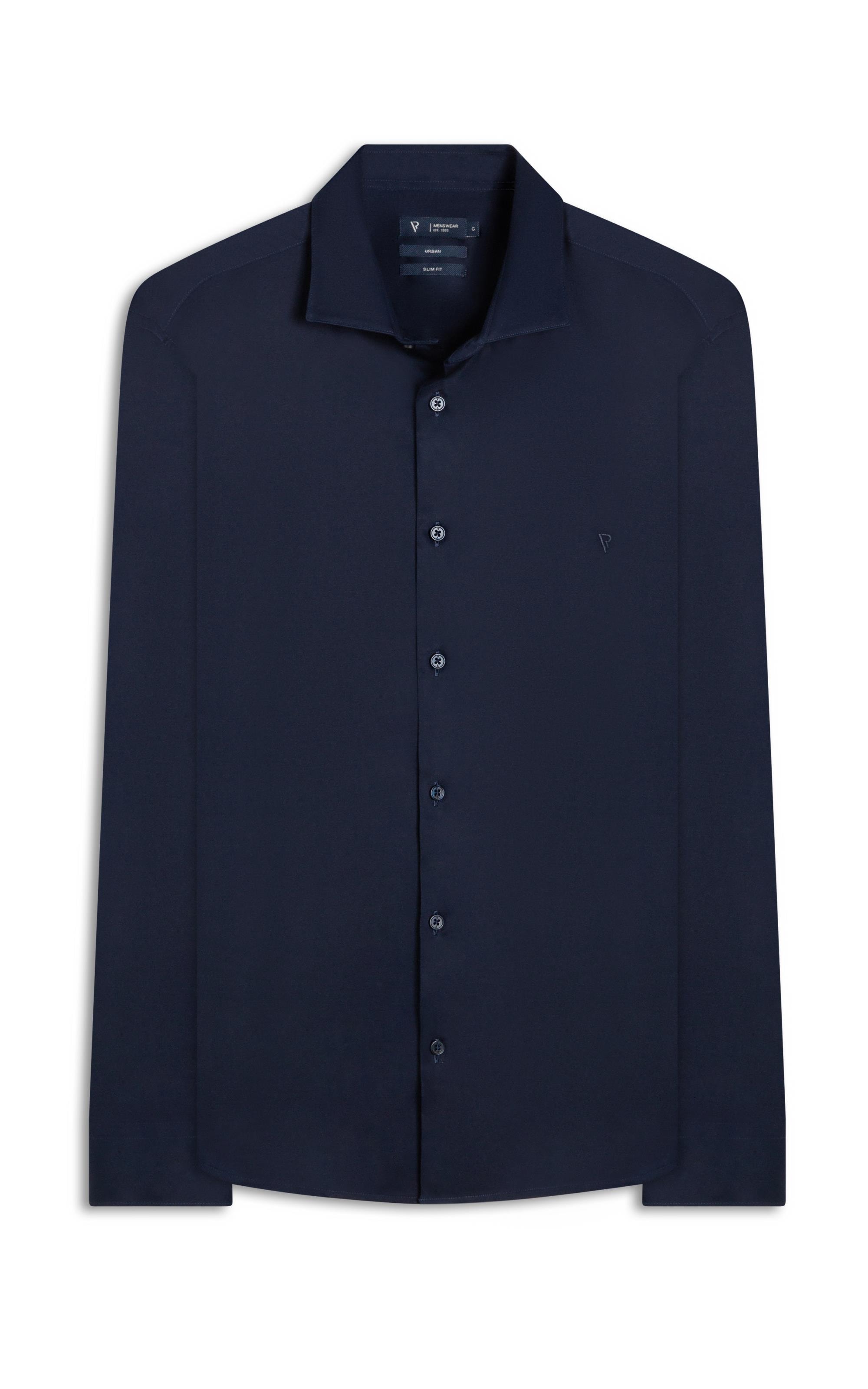 Camisa Cetim Slim Irish Dark Navy