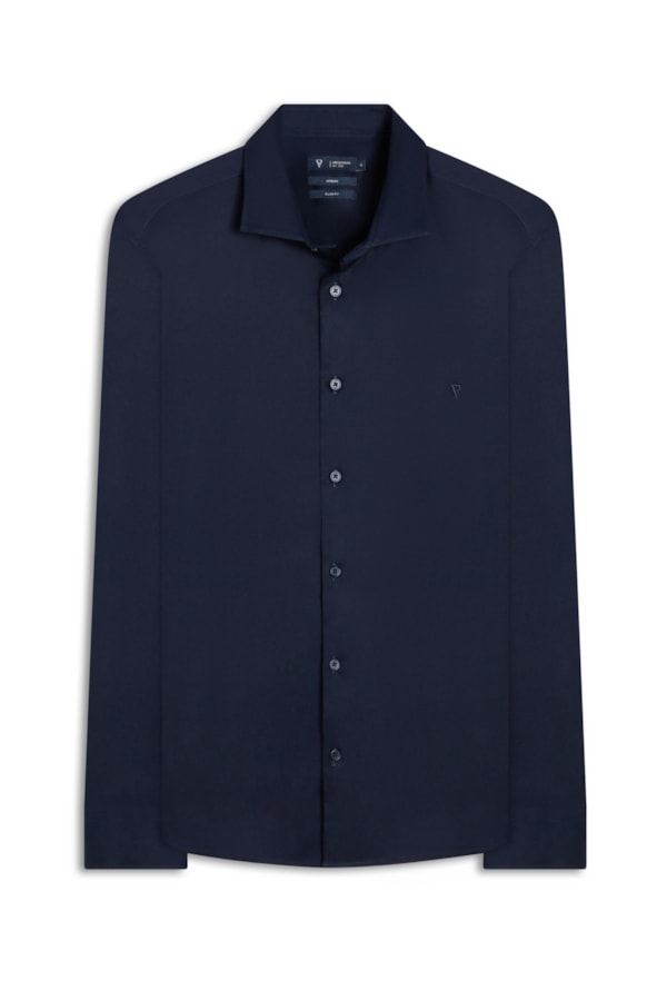 Camisa Cetim Slim Irish Dark Navy