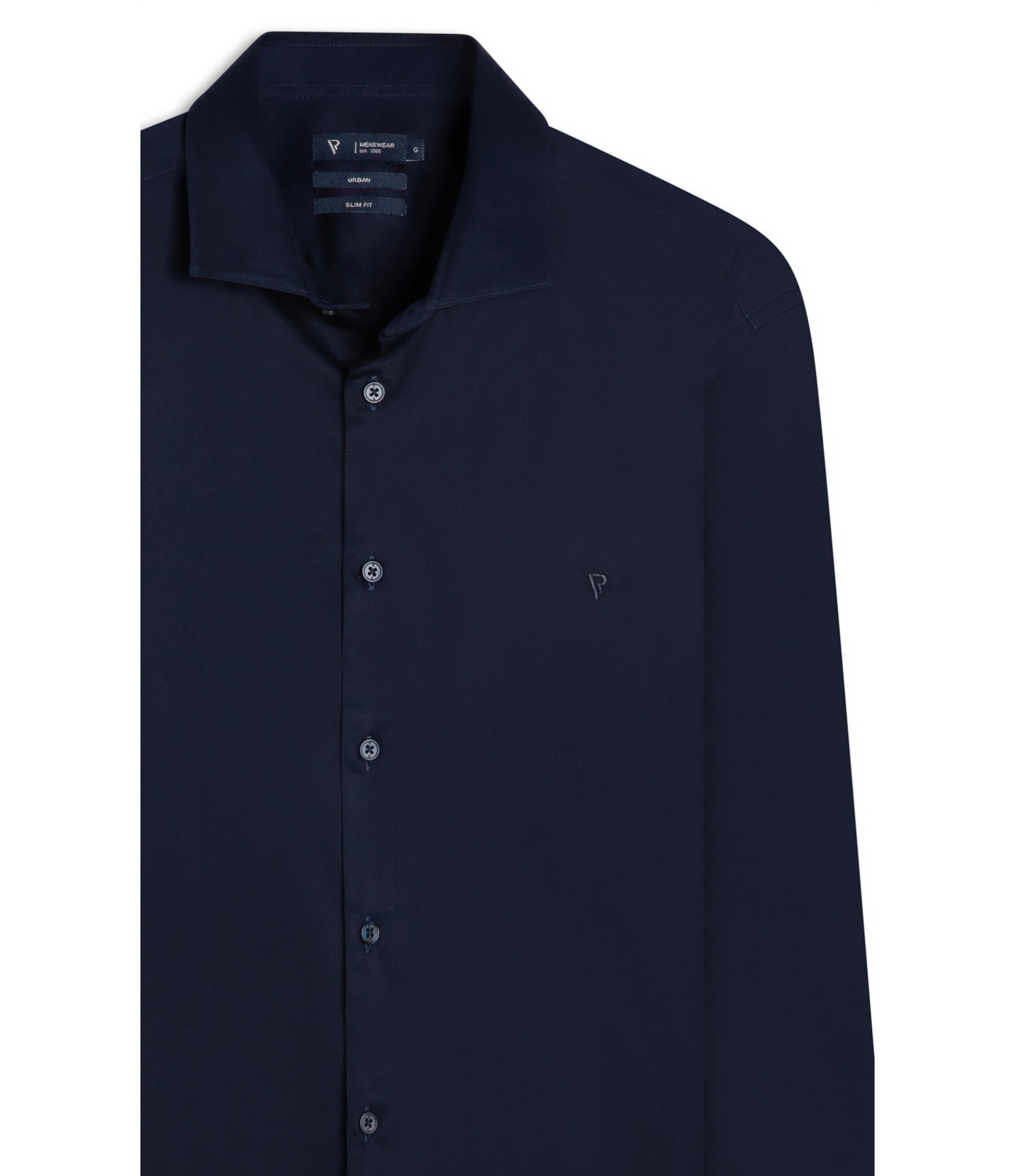 Camisa Cetim Slim Irish Dark Navy