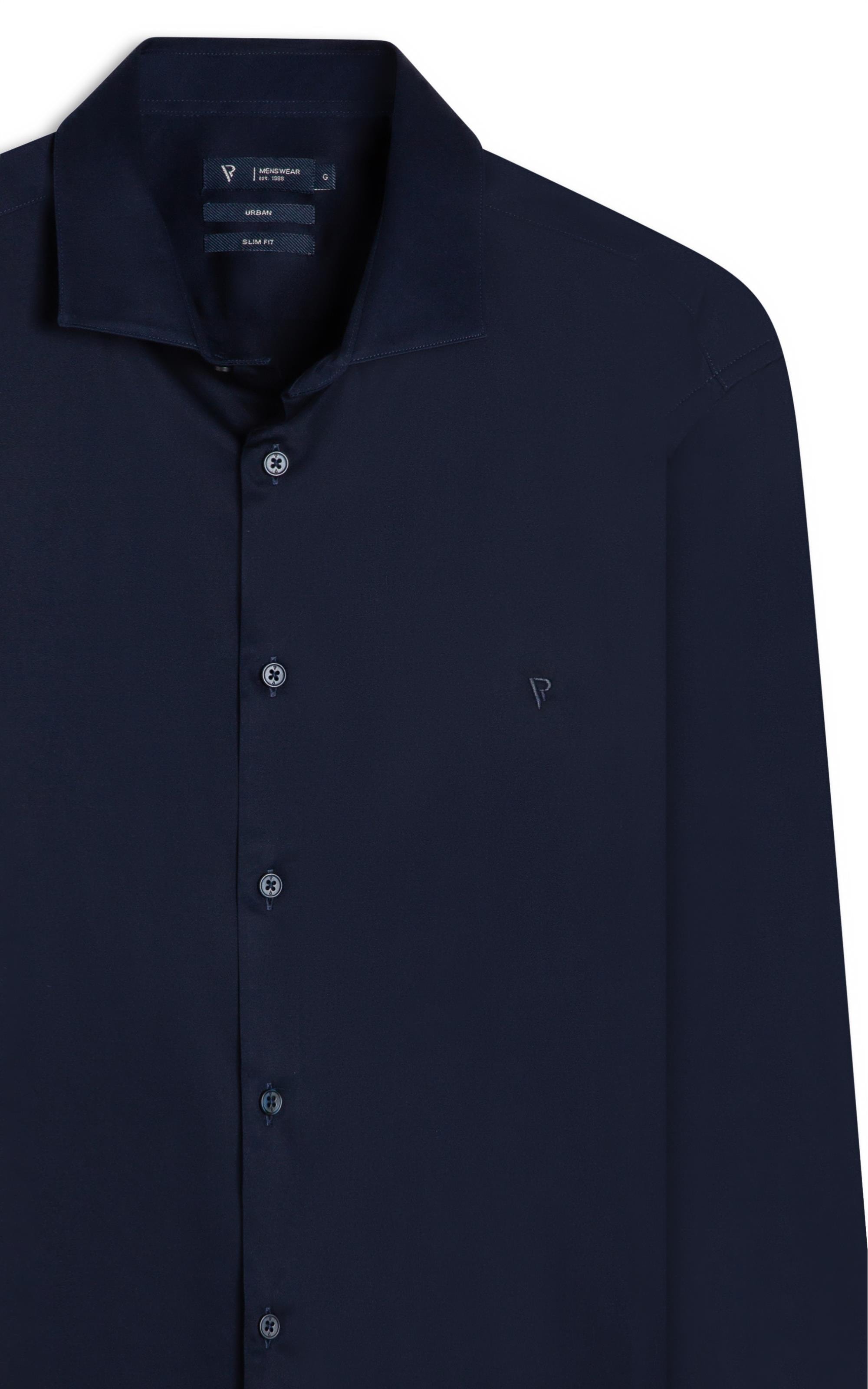 Camisa Cetim Slim Irish Dark Navy