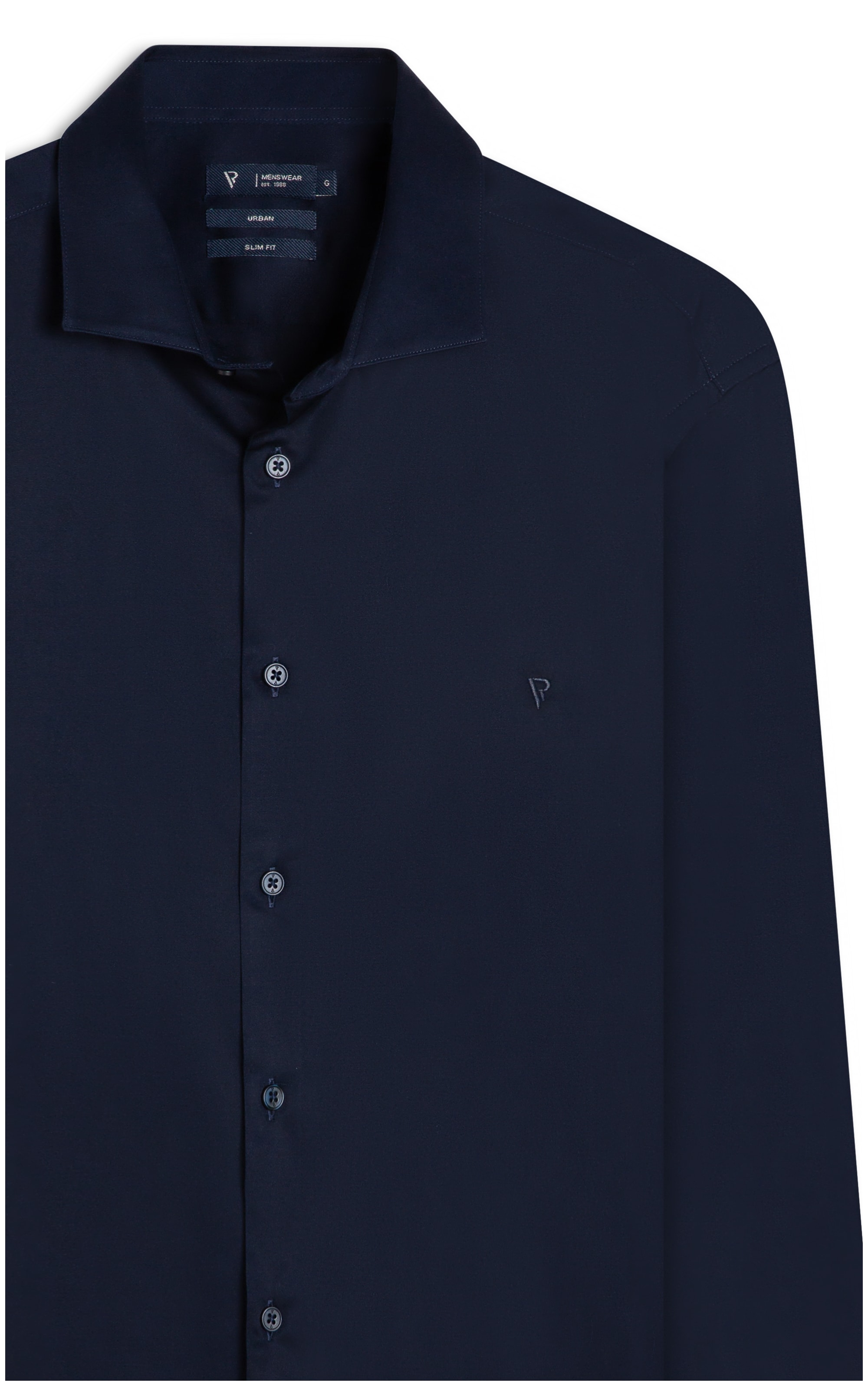 Camisa Cetim Slim Irish Dark Navy
