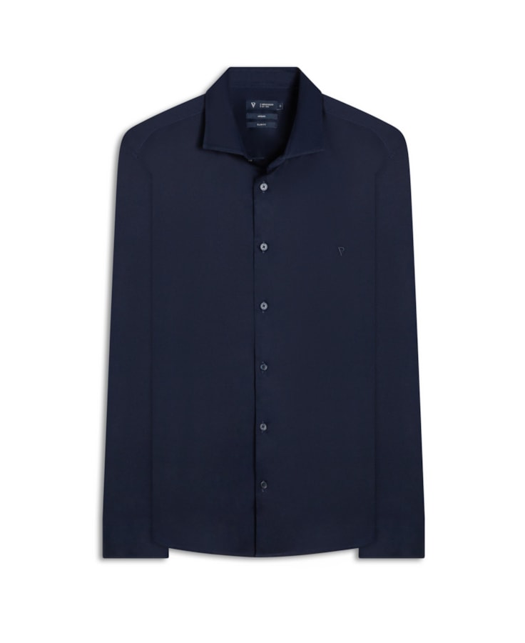 Camisa Cetim Slim Irish Dark Navy