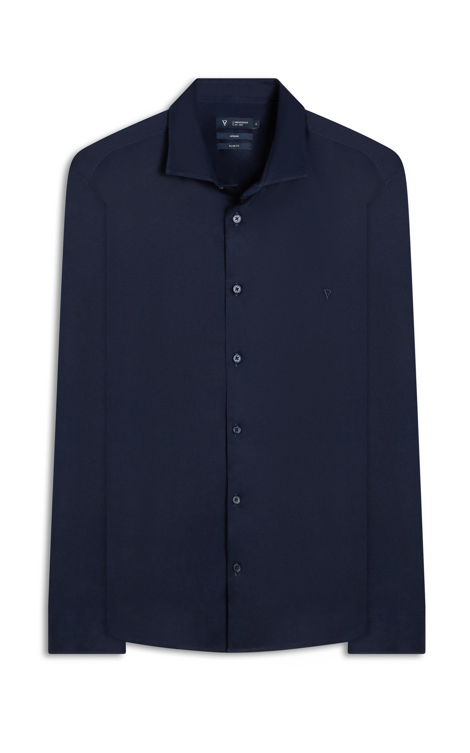 Camisa Cetim Slim Irish Dark Navy
