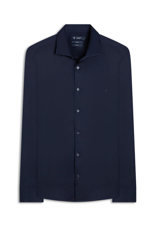 Camisa Cetim Slim Irish Dark Navy