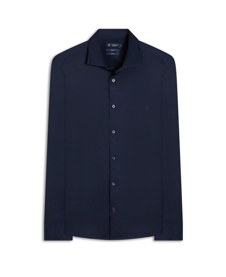 Camisa Cetim Slim Irish Dark Navy