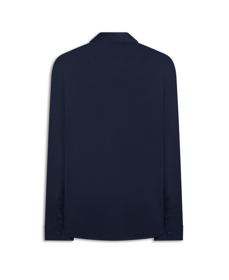 Camisa Cetim Slim Irish Dark Navy