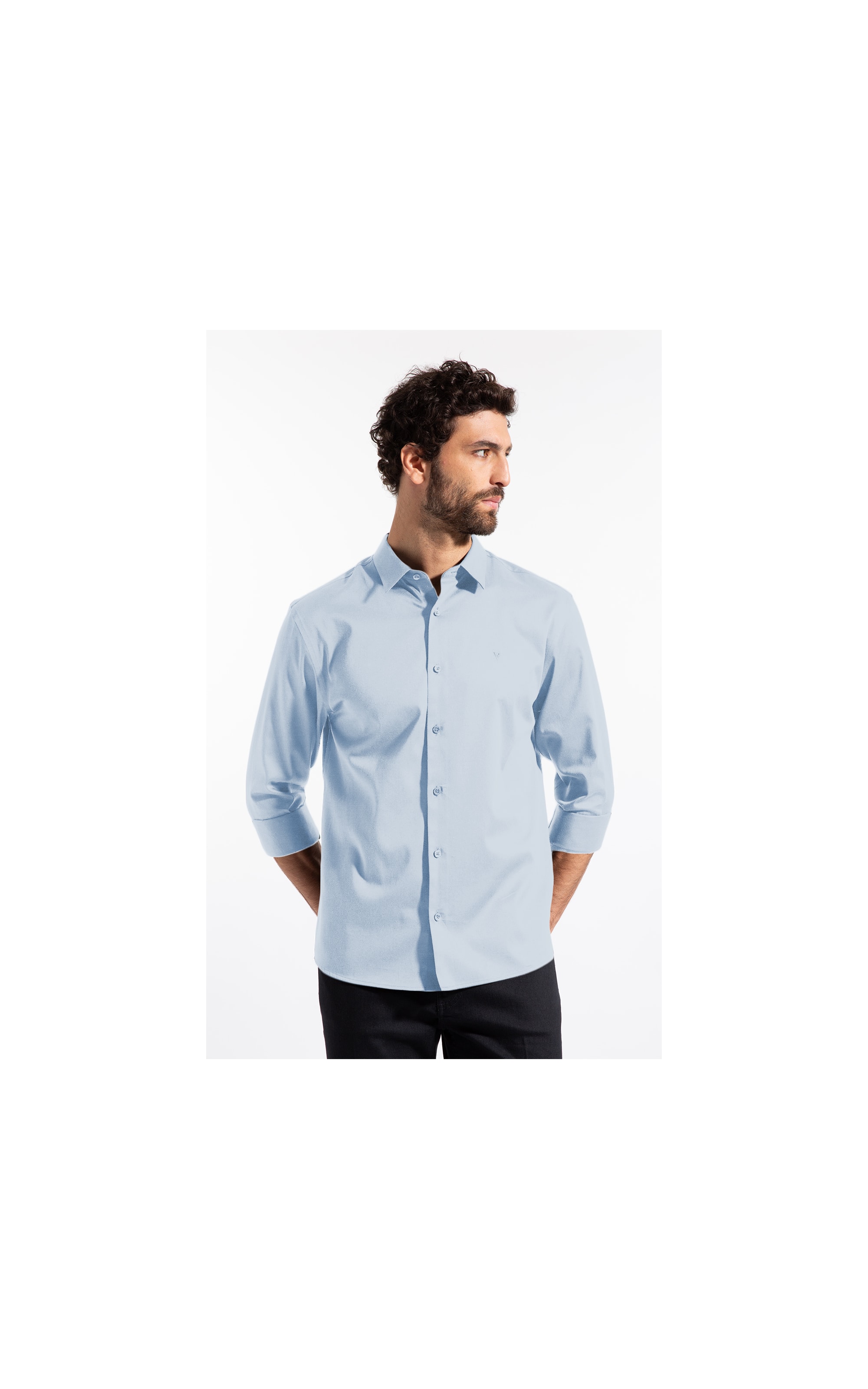 Camisa Cetim Slim New Italian Azul Claro