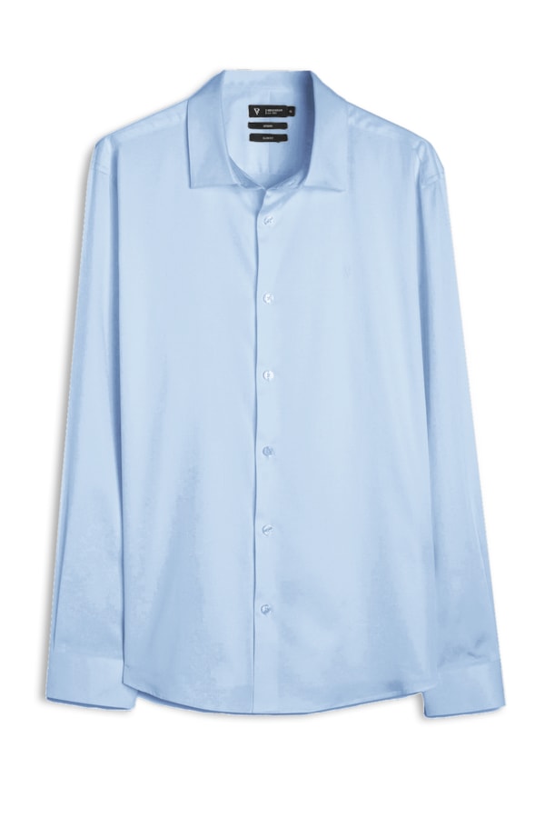 Camisa Cetim Slim New Italian Azul Claro