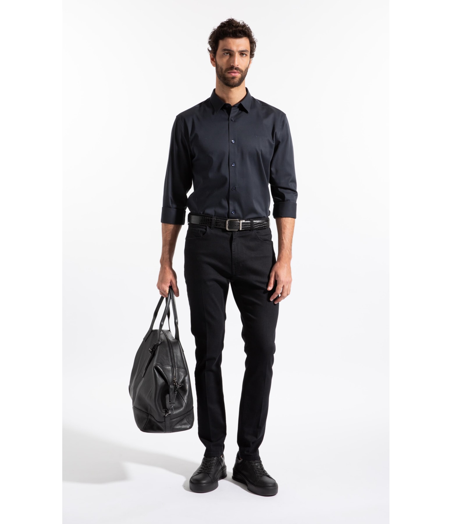 Camisa Cetim Slim New Italian Dark Navy
