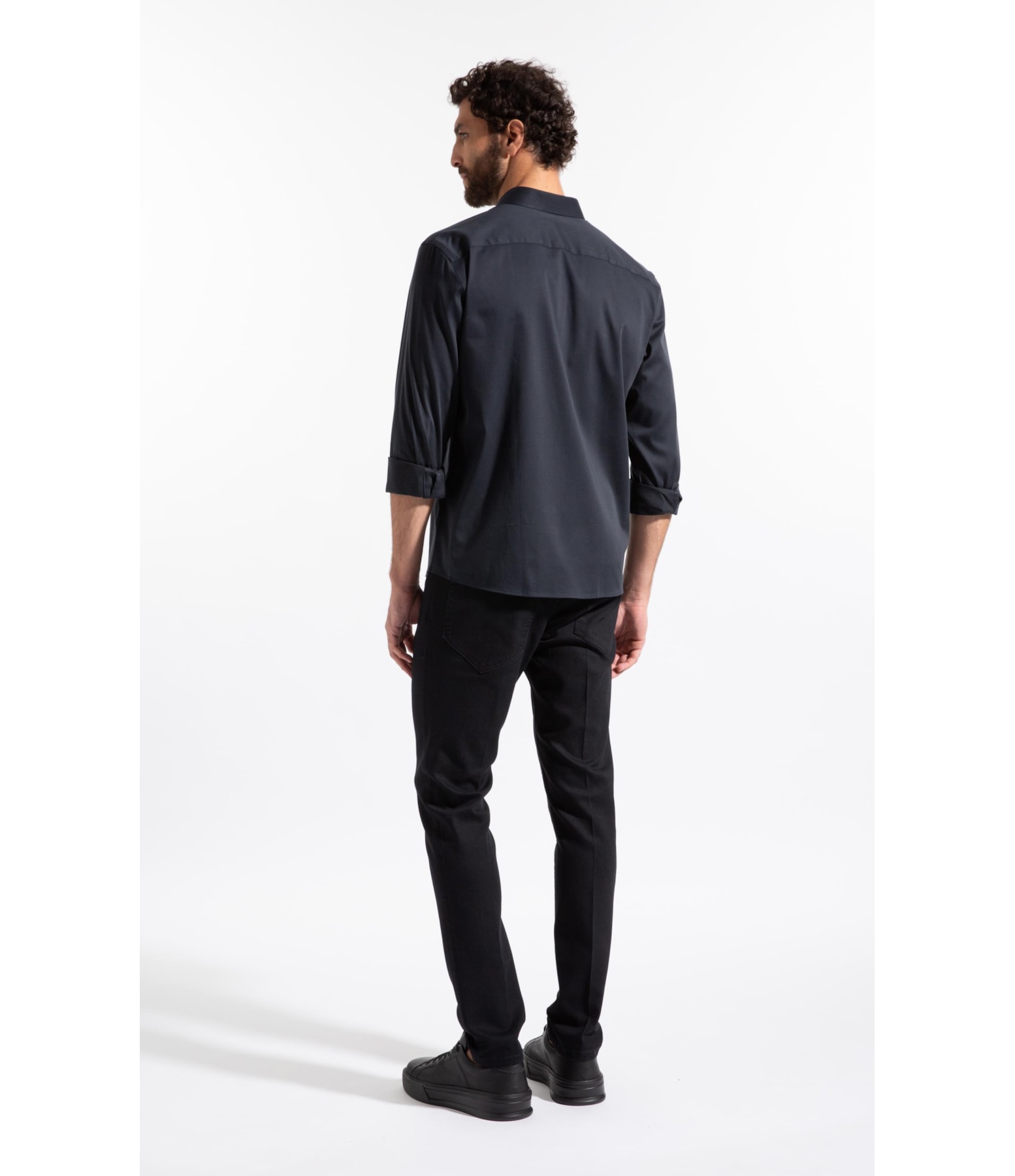 Camisa Cetim Slim New Italian Dark Navy