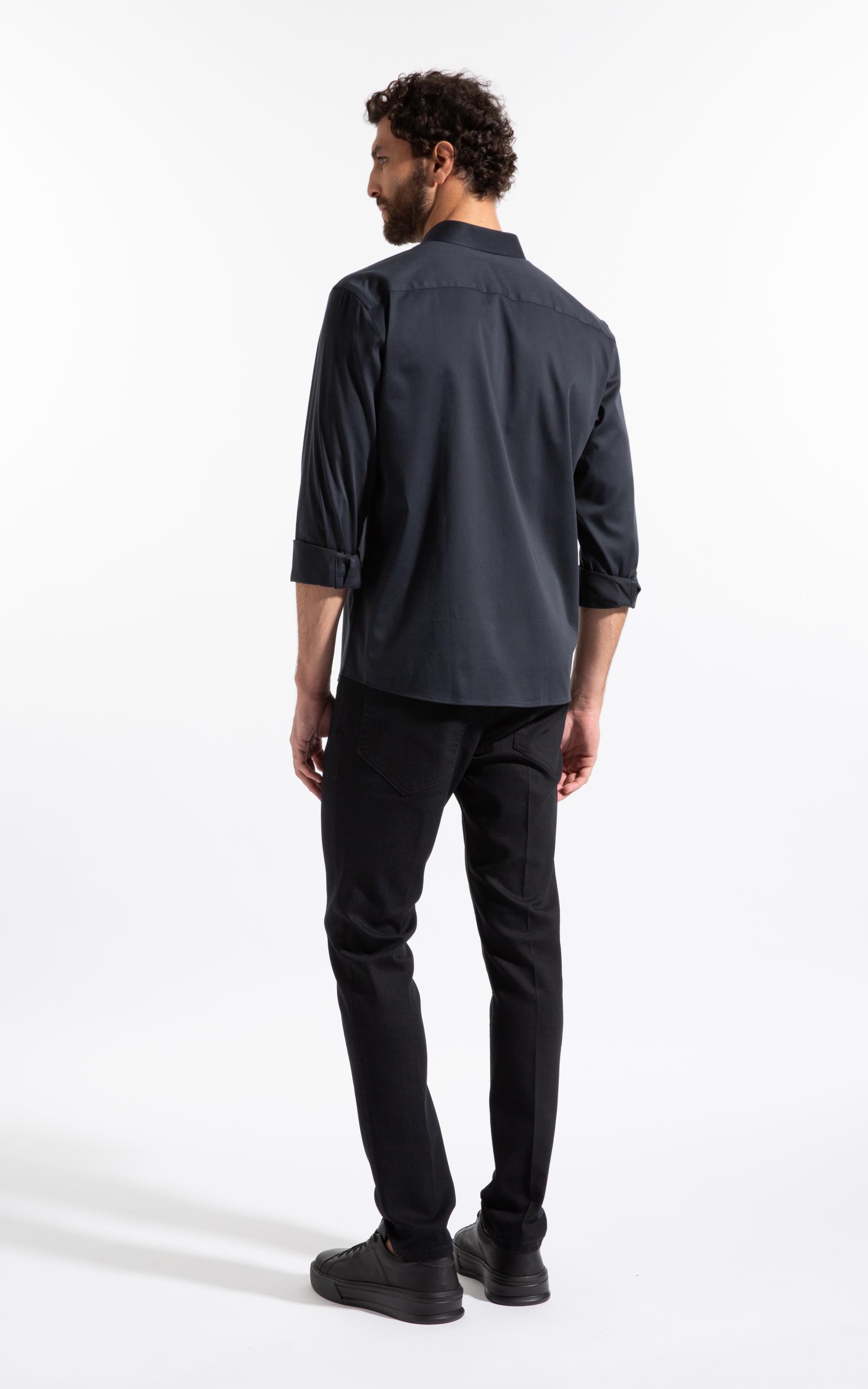 Camisa Cetim Slim New Italian Dark Navy