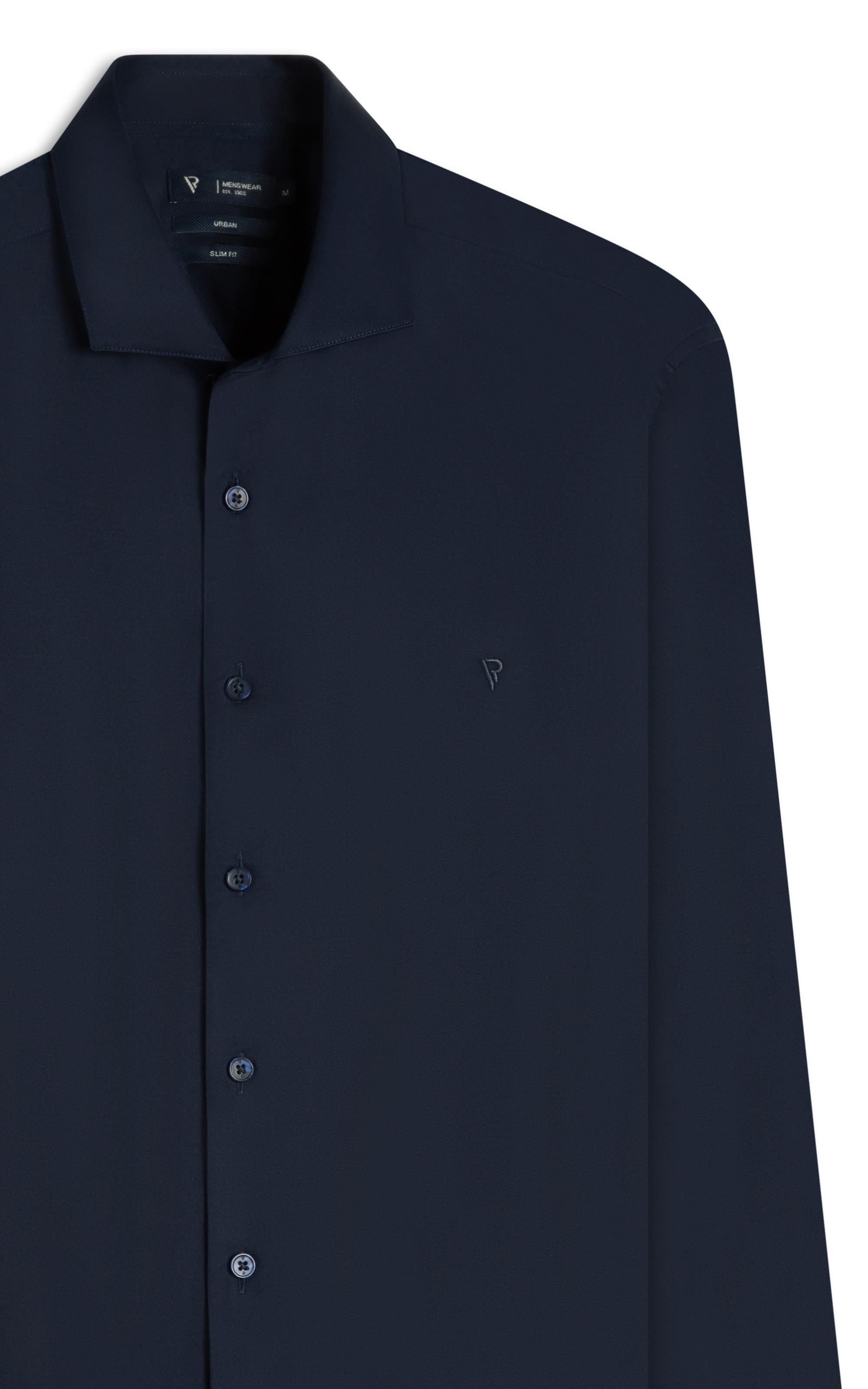 Camisa Cetim Slim New Italian Dark Navy