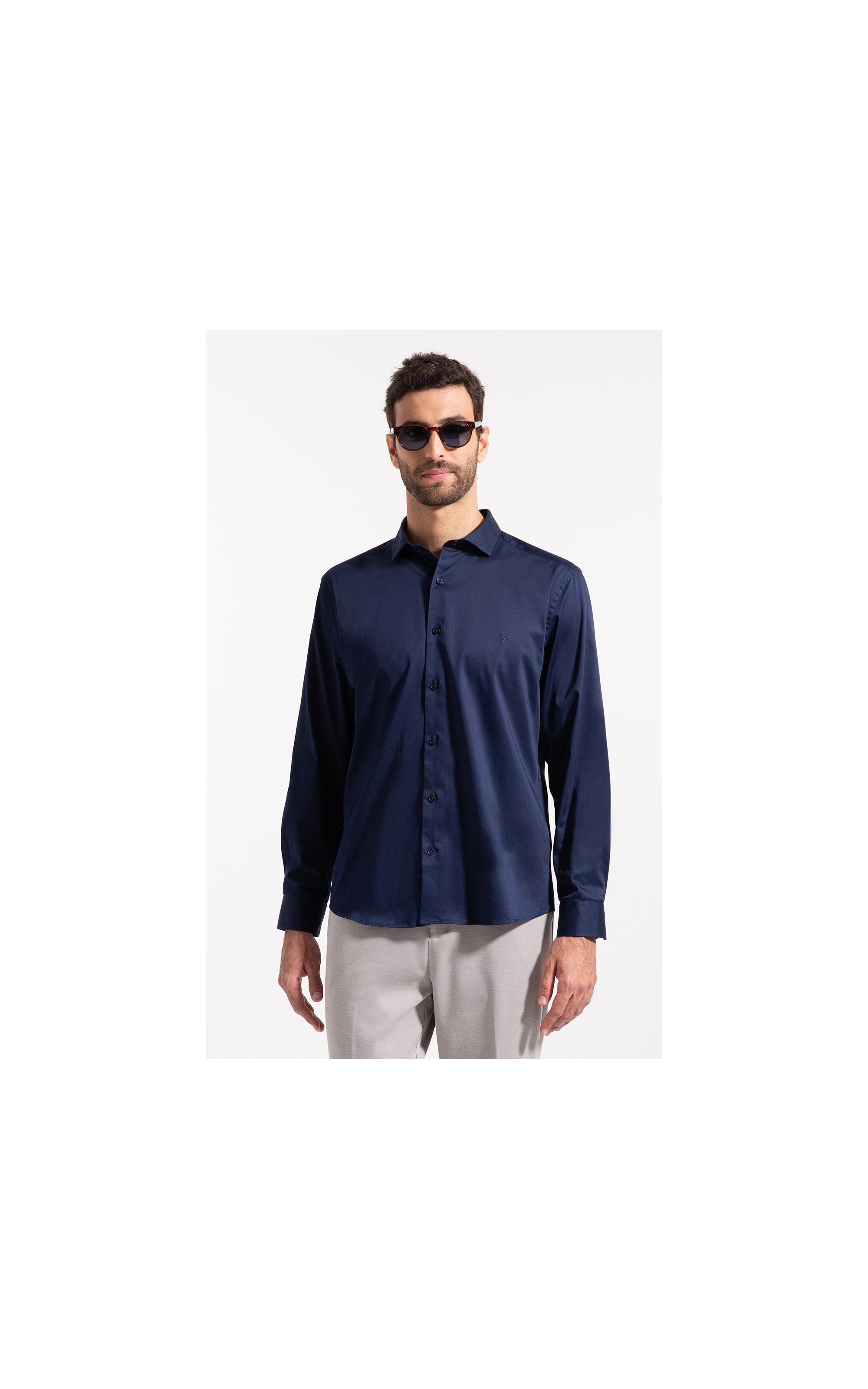 Camisa Cetim Slim New Italian Dark Navy