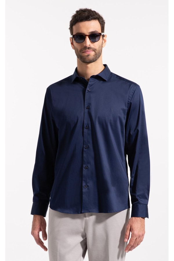 Camisa Cetim Slim New Italian Dark Navy i