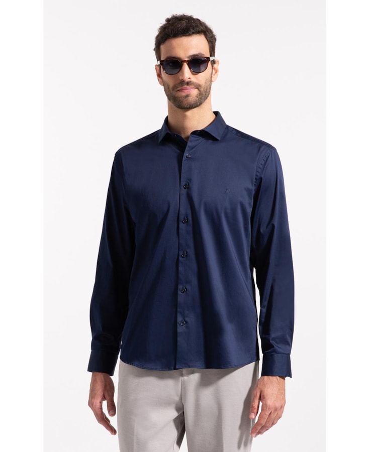 Camisa Cetim Slim New Italian Dark Navy i
