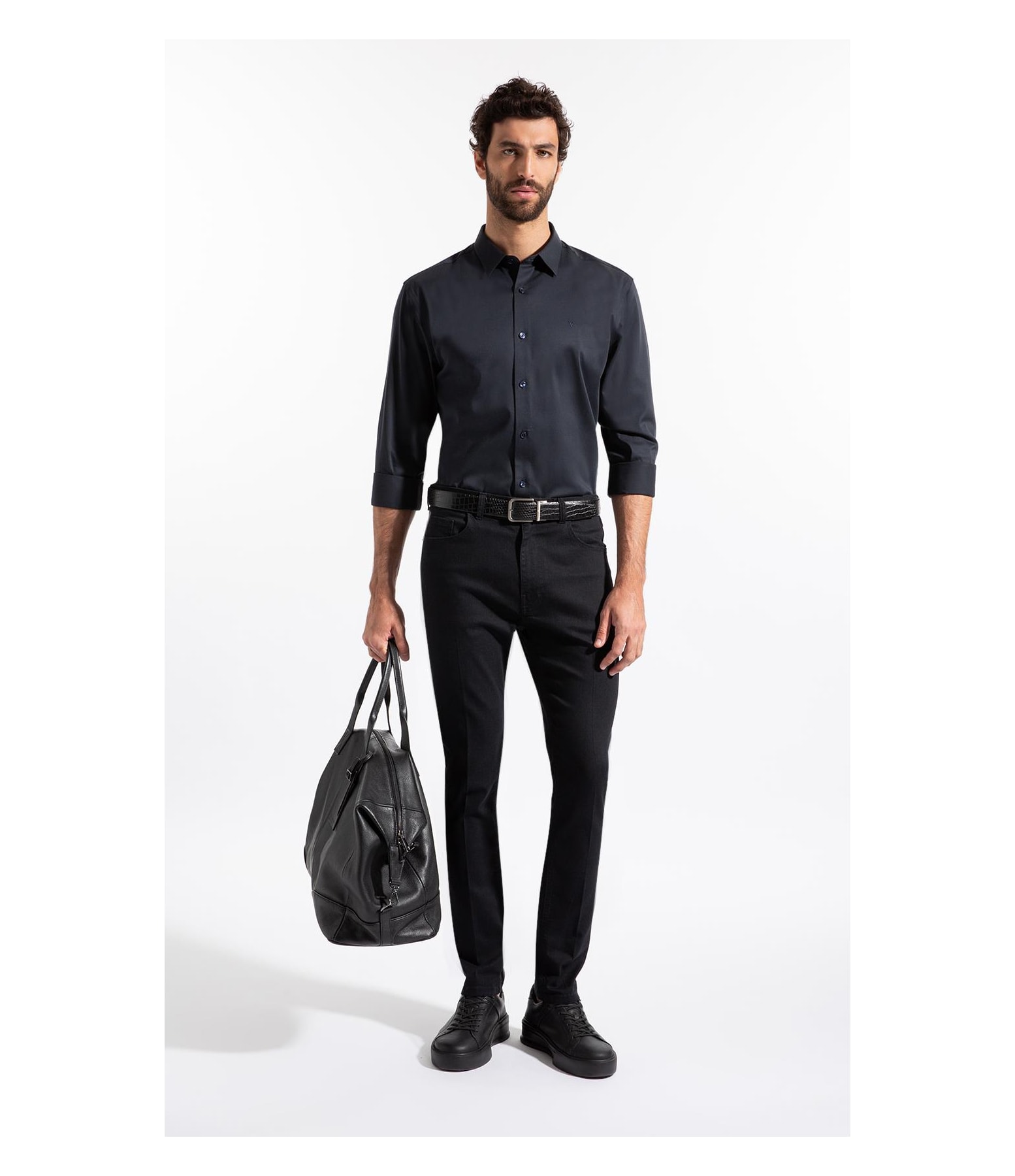 Camisa Cetim Slim New Italian Dark Navy