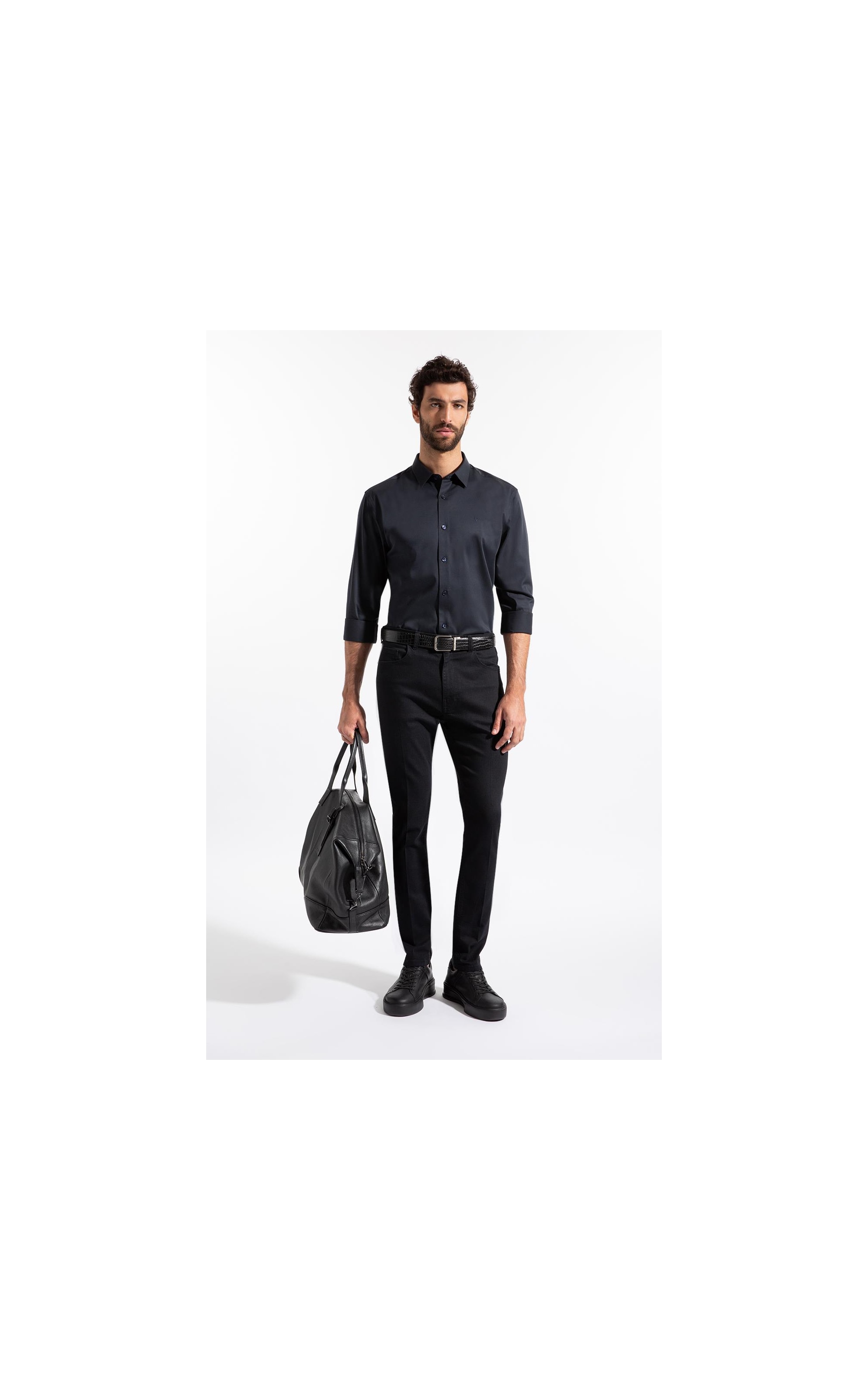 Camisa Cetim Slim New Italian Dark Navy
