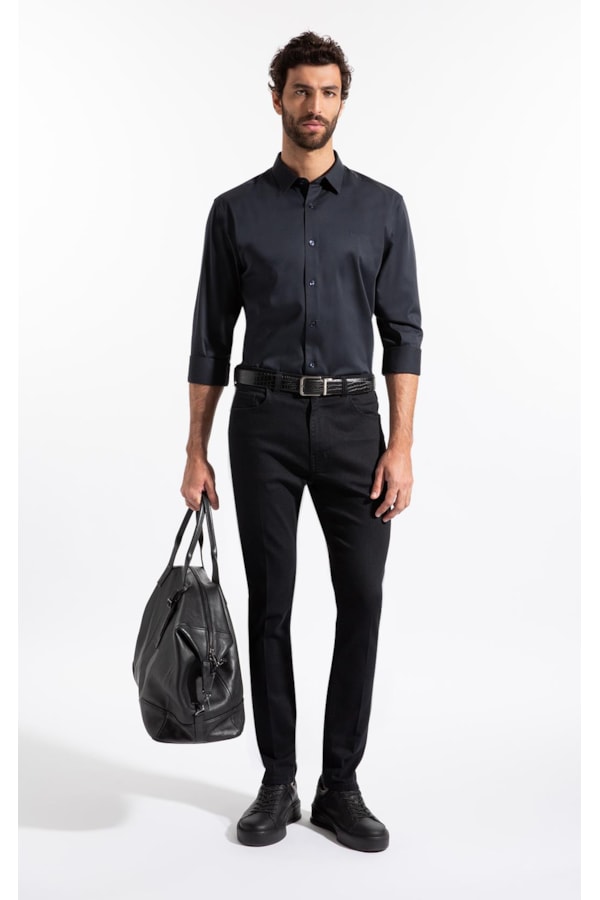 Camisa Cetim Slim New Italian Dark Navy i