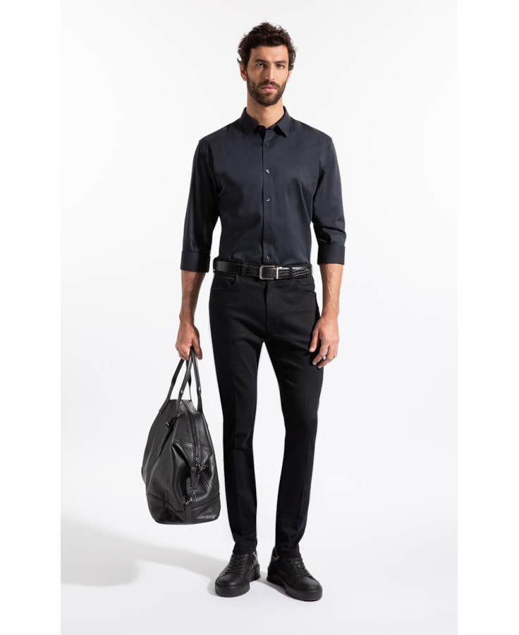 Camisa Cetim Slim New Italian Dark Navy i