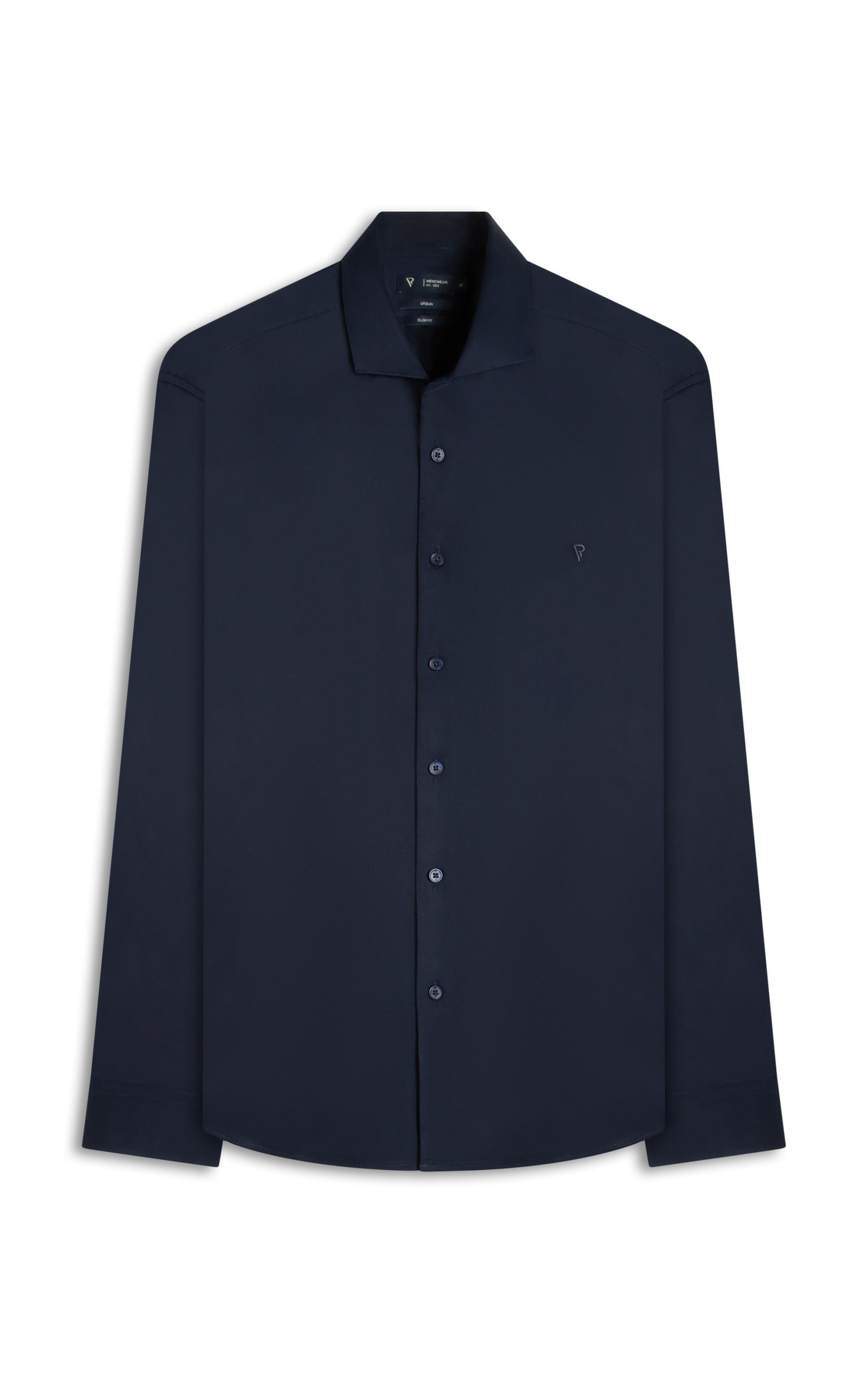 Camisa Cetim Slim New Italian Dark Navy