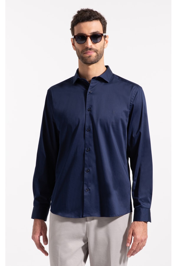 Camisa Cetim Slim New Italian Dark Navy i