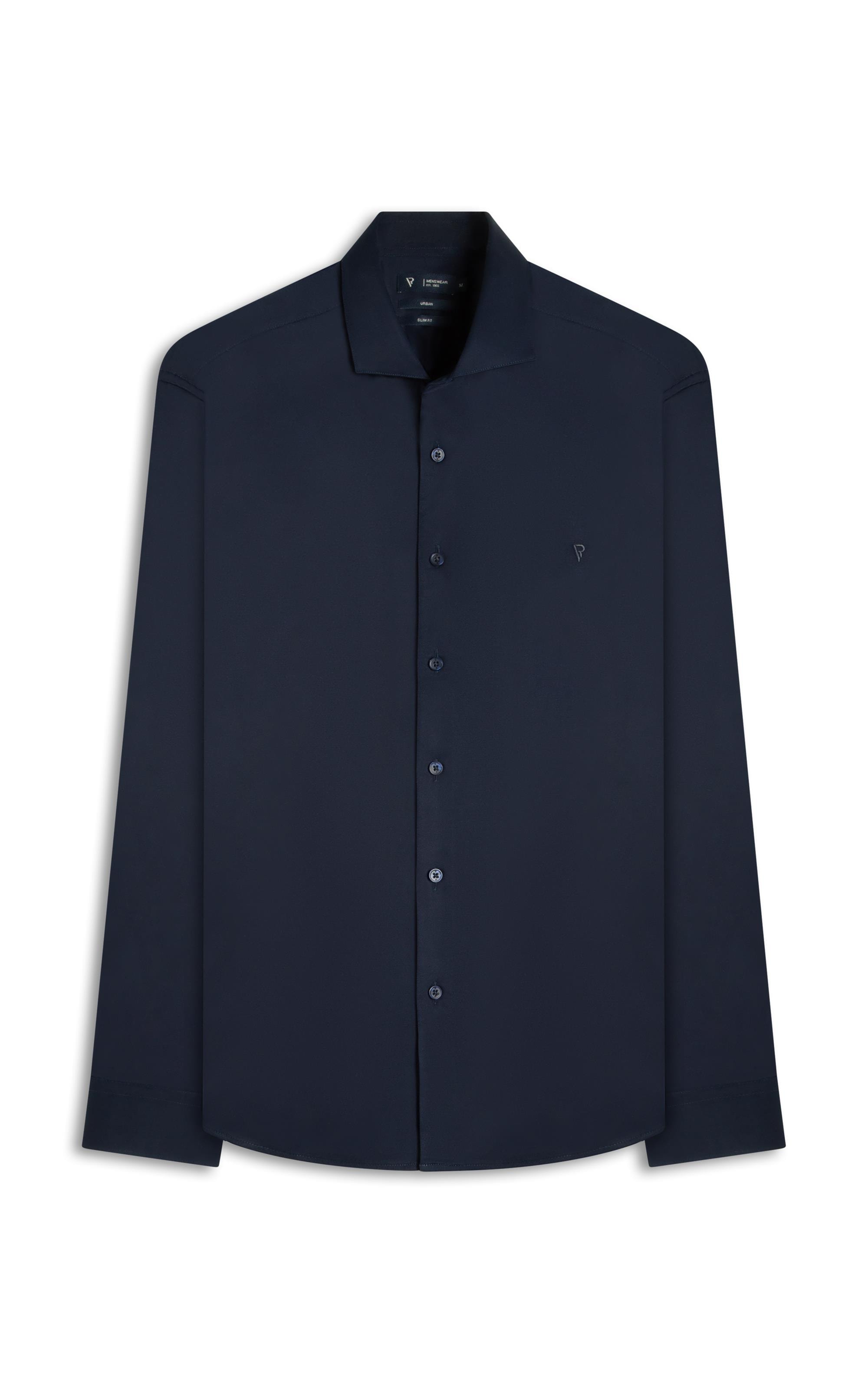 Camisa Cetim Slim New Italian Dark Navy