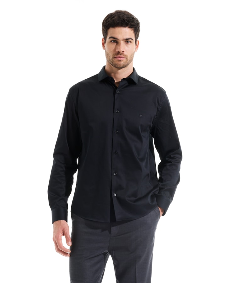 Camisa Cetim Slim New Italian Preto
