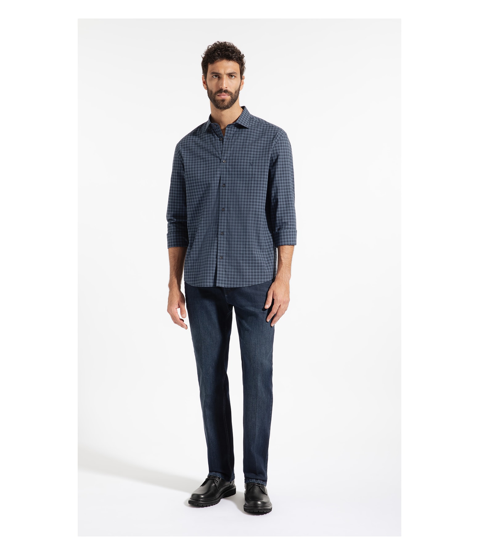 Camisa Cms Tric Nort Plaid Clsc Nw Ita Dark Navy